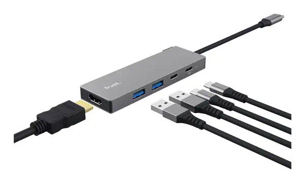 Trust 26062 hub & concentrateur USB Type-C Gris - Connectique - visuel 2