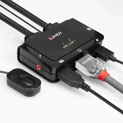 Switch KVM 2 ports HDMI 4K30, USB 2.0 & audio, câbles intégrés - Lindy - Accessoire Réseau - visuel 5