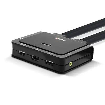Switch KVM 2 ports HDMI 4K30, USB 2.0 & audio, câbles intégrés - Lindy - Accessoire Réseau - visuel 2