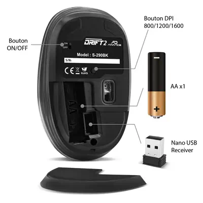 ADVANCE Drift 2 souris Bureau Ambidextre RF sans fil 1600 DPI - Souris - visuel 7