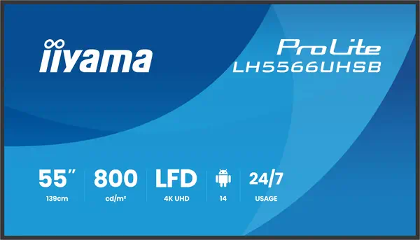 iiyama LH5566UHSB-B1AG Écran d'affichage dynamique Écran plat de signalisation numérique 139,7 cm (5 - Support Fixe & Mobile - visuel 1