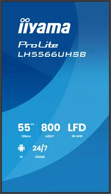 iiyama LH5566UHSB-B1AG Écran d'affichage dynamique Écran plat de signalisation numérique 139,7 cm (5 - Support Fixe & Mobile - visuel 2
