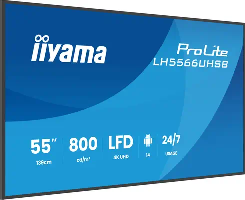 iiyama LH5566UHSB-B1AG Écran d'affichage dynamique Écran plat de signalisation numérique 139,7 cm (5 - Support Fixe & Mobile - visuel 3