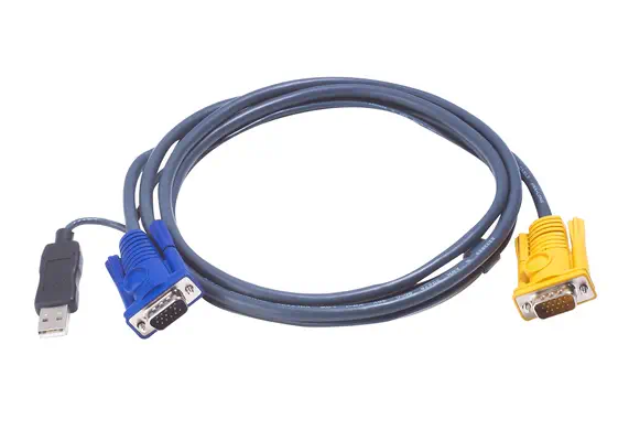 Câble KVM USB 1,8m avec SPHD 3 en 1 et convertisseur PS/2 vers USB intégré - ATEN - Accessoire Réseau - visuel 1