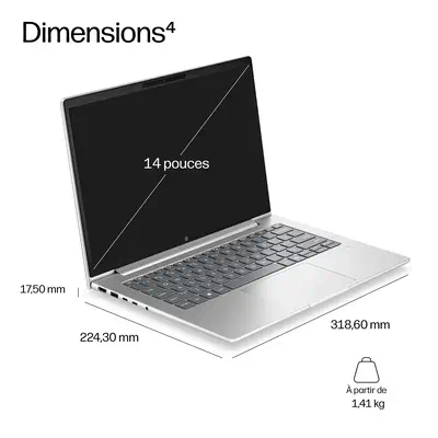HP E0EX3ET laptop AMD Ryzen™ 5 230 Ordinateur portable 35,6 cm (14") WUXGA 16 Go LPDDR5x-SDRAM 512 G - PC Portable - visuel 5