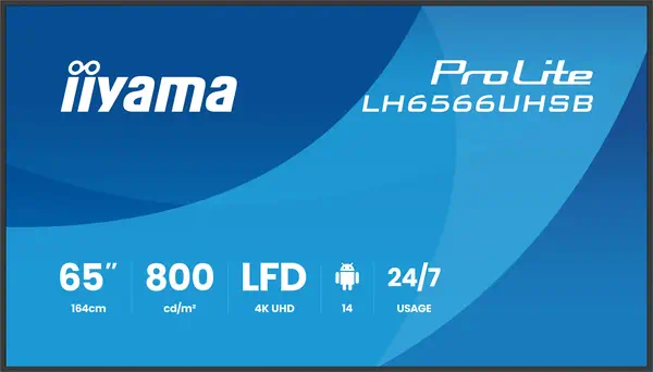 iiyama LH6566UHSB-B1AG Écran d'affichage dynamique Écran plat de signalisation numérique 165,1 cm (6 - Support Fixe & Mobile - visuel 1