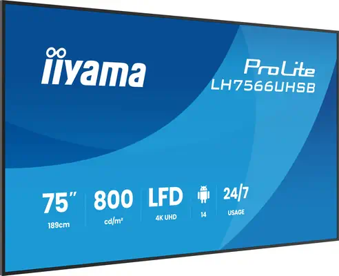 iiyama LH7566UHSB-B1AG Écran d'affichage dynamique Écran plat de signalisation numérique 190,5 cm (7 - Support Fixe & Mobile - visuel 3