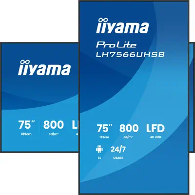 iiyama LH7566UHSB-B1AG Écran d'affichage dynamique Écran plat de signalisation numérique 190,5 cm (7 - Support Fixe & Mobile - visuel 5