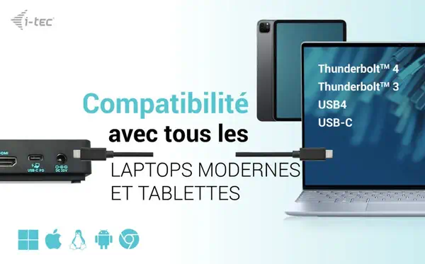 USB-C Triple Display Docking Station Gen 2 Pro + Power Delivery 100W - I-Tec - Accessoire composant - visuel 7
