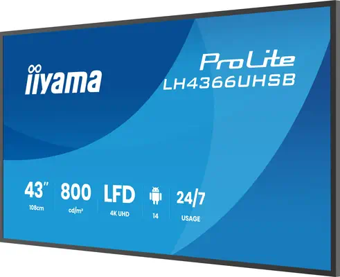 iiyama LH4366UHSB-B1AG Écran d'affichage dynamique Écran plat de signalisation numérique 109,2 cm (4 - Support Fixe & Mobile - visuel 6