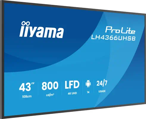 iiyama LH4366UHSB-B1AG Écran d'affichage dynamique Écran plat de signalisation numérique 109,2 cm (4 - Support Fixe & Mobile - visuel 3