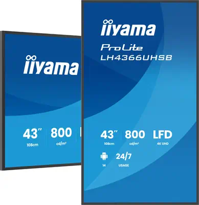 iiyama LH4366UHSB-B1AG Écran d'affichage dynamique Écran plat de signalisation numérique 109,2 cm (4 - Support Fixe & Mobile - visuel 4