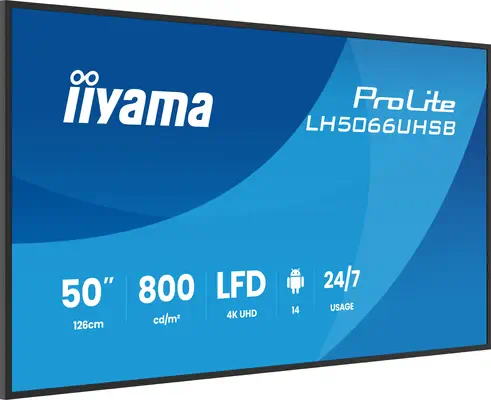 iiyama LH5066UHSB-B1AG Écran d'affichage dynamique Écran plat de signalisation numérique 127 cm (50" - Support Fixe & Mobile - visuel 3