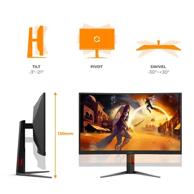 AOC G4 C27G4Z2 écran plat de PC 68,6 cm (27") 1920 x 1080 pixels Full HD LCD Noir, Rouge - Ecran Ordinateur - visuel 3
