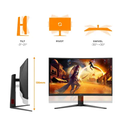 AOC G4 C32G4Z écran plat de PC 80 cm (31.5") 1920 x 1080 pixels Full HD LCD Noir, Rouge - Ecran Ordinateur - visuel 4