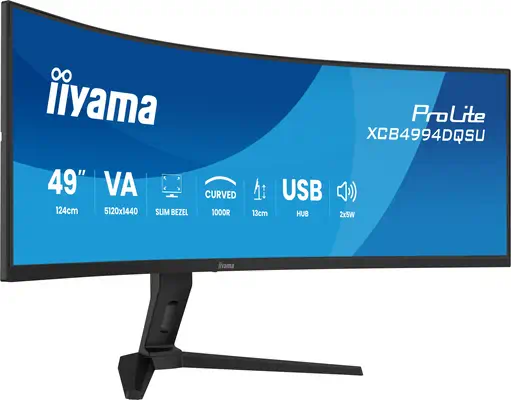 iiyama ProLite XCB4994DQSU-B1 écran plat de PC 124,5 cm (49") 5120 x 1440 pixels Dual QHD LCD Noir - Ecran Ordinateur - visuel 2