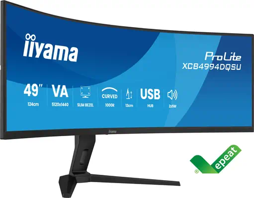 iiyama ProLite XCB4994DQSU-B1 écran plat de PC 124,5 cm (49") 5120 x 1440 pixels Dual QHD LCD Noir - Ecran Ordinateur - visuel 3