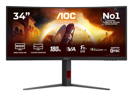 AOC G4 CU34G4CA écran plat de PC 86,4 cm (34") 3440 x 1440 pixels Wide Quad HD Noir, Rouge - Ecran Ordinateur - visuel 1