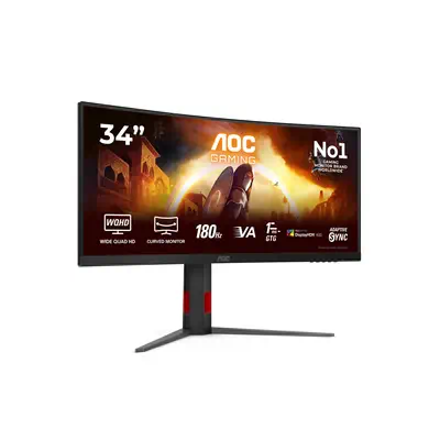 AOC G4 CU34G4CAP écran plat de PC 86,4 cm (34") 3440 x 1440 pixels UltraWide Quad HD LCD Noir, Rouge - Ecran Ordinateur - visuel 2