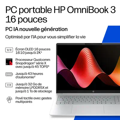 OmniBook 3 Laptop Next Gen AI 16-bz0015nfx - HP - PC Portable - visuel 4