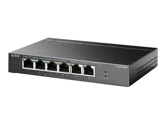 TP-LINK TL-SF1006P 6-Port 10/100Mbps Steel Desktop Switch with 4-Port PoE+ 67W PoE budget - TP-Link - Switchs et Hubs - visuel 3