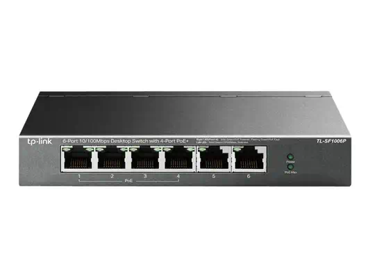TP-LINK TL-SF1006P 6-Port 10/100Mbps Steel Desktop Switch with 4-Port PoE+ 67W PoE budget - TP-Link - Switchs et Hubs - visuel 1