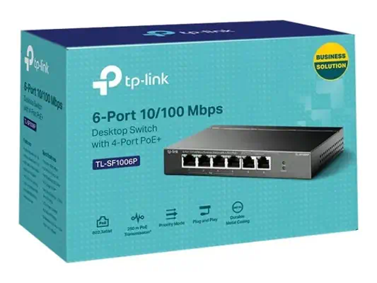 TP-LINK TL-SF1006P 6-Port 10/100Mbps Steel Desktop Switch with 4-Port PoE+ 67W PoE budget - TP-Link - Switchs et Hubs - visuel 4