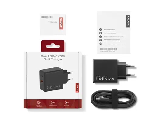 Dual USB-C 65W GaN Charger - Lenovo - Carte Réseau - visuel 2