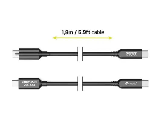 PORT DESIGNS SCREW CABLE C TO C-1.8M PD 240W - DATA USB 4 Gen2 -10Gbs FOR DOCKING - Port Designs - Connectique - visuel 2
