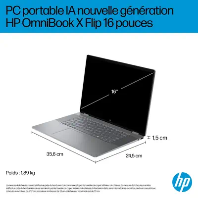 HP E0AS5EA laptop Copilot+ PC AMD Ryzen AI 7 350 40,6 cm (16") Écran tactile 2K 24 Go LPDDR5x-SDRAM  - PC Portable - visuel 7