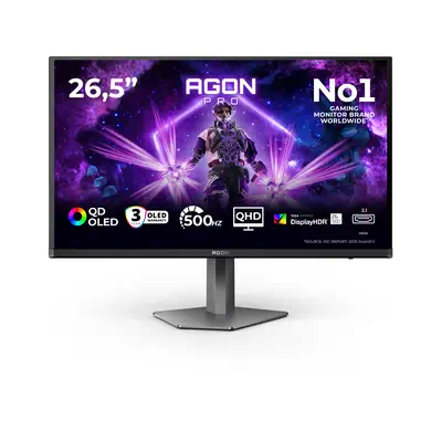 AOC AGON PRO AG276QKD2 écran plat de PC 67,3 cm (26.5") 2560 x 1440 pixels Quad HD QD-OLED Noir, Gri - Ecran Ordinateur - visuel 1