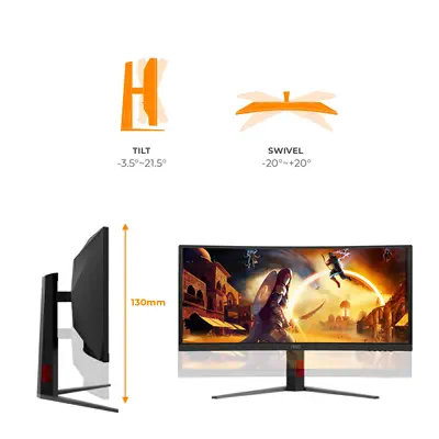 AOC G4 CU34G4ZCA écran plat de PC 86,4 cm (34") 3440 x 1440 pixels Wide Quad HD Noir, Rouge - Ecran Ordinateur - visuel 3