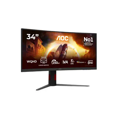 AOC G4 CU34G4ZCA écran plat de PC 86,4 cm (34") 3440 x 1440 pixels Wide Quad HD Noir, Rouge - Ecran Ordinateur - visuel 2