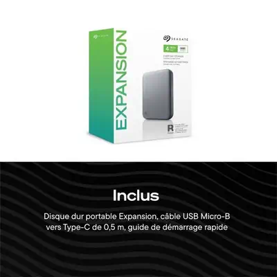 Seagate Expansion disque dur externe 2 To 2.5" USB Type-C Noir - Disque dur Externe - visuel 2