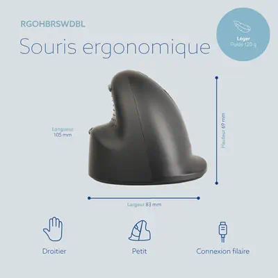 Souris ergonomique R-Go HE Break avec logiciel de pause, small (longueur de la main inférieure à 165 - R-Go Tools - visuel 10