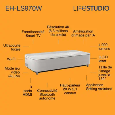 Epson Lifestudio Grand Plus EH-LS970W - Blanc diamant - Vidéoprojecteur Professionnel - visuel 1