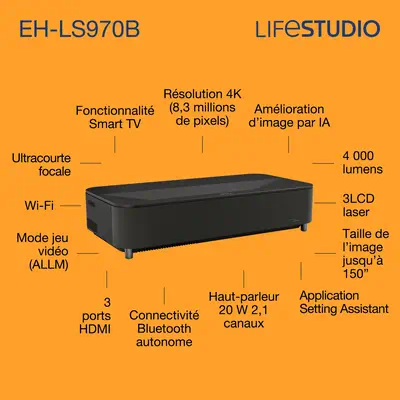 Epson Lifestudio Grand Plus EH-LS970B - Noir métallisé - Vidéoprojecteur Professionnel - visuel 1
