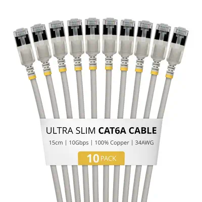 StarTech.com 6ASTP34GRS15CM10PK câble de réseau Gris 0,15 m Cat6a U/FTP (STP) Rond - Switchs et Hubs - visuel 1