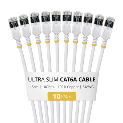 StarTech.com 6ASTP34WHS15CM10PK câble de réseau Blanc 0,15 m Cat6a U/FTP (STP) Rond - Switchs et Hubs - visuel 1