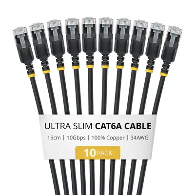 StarTech.com 6ASTP34BKS15CM10PK câble de réseau Noir 0,15 m Cat6a U/FTP (STP) Rond - Switchs et Hubs - visuel 1
