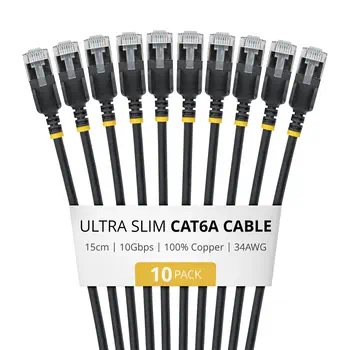 Comparaison StarTech.com 6ASTP34BKS15CM10PK câble de réseau Noir 0,15 m Cat6a U/FTP (STP) Rond