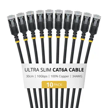 StarTech.com 6ASTP34BKS30CM10PK câble de réseau Noir 0,3 m Cat6a U/FTP (STP) Rond achat responsable