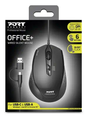 Port Designs PORT Connect OFFICE+ souris Bureau Droitier USB Type-A + USB Type-C Optique 3200 DPI - Souris - visuel 3