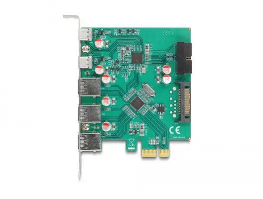 USB 5 Gbps PCI Express x1 carte vers 3 x Type-A externes + 2 x USB Type-C externes femelles et 1 x U - DeLOCK - Adaptateur stockage - visuel 3