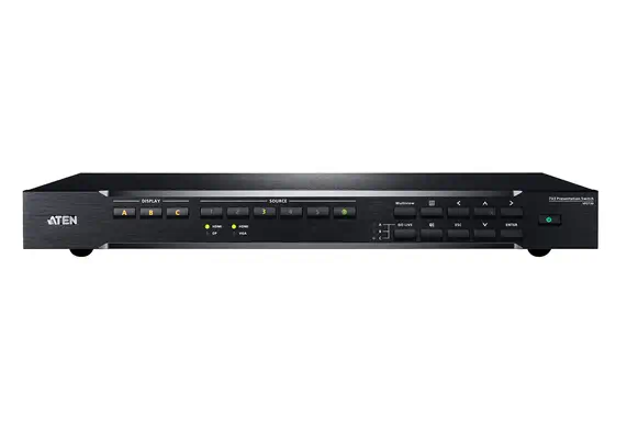 Commutateur matriciel de présentation Seamless 7 x 3 avec Scaler, Streaming, mélangeur audio et HDBa - ATEN - Accessoire Affichage - visuel 3