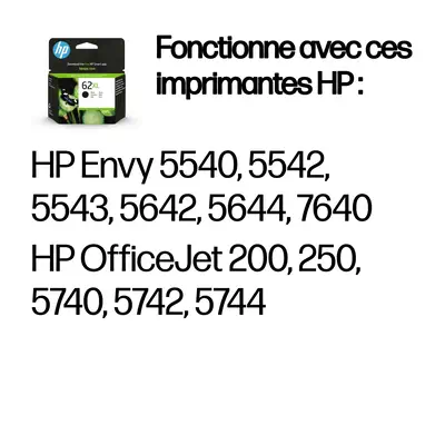62XL cartouche d'encre noire grande capacité authentique HP - visuel 1 - hello RSE - Soyez fier de la qualité de vos impressions