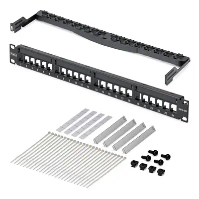 Panneau de Brassage Keystone Vierge 24 Ports 1U avec Barre de Gestion des Câbles, Panneau Patch Cat6 - StarTech - Carte Réseau - visuel 6