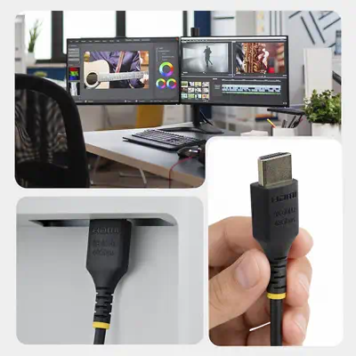 Câble HDMI 2.1 Ultra Haute Vitesse Certifié slim 1 m (3 pi), 8K 60 Hz / 4K 120 Hz, avec HDR10+ / eAR - StarTech - Switchs et Hubs - visuel 2