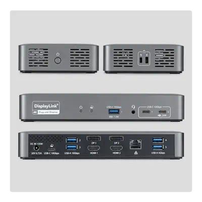 Station d'Accueil USB-C pour Deux Écrans, 4K 60Hz, HDMI ou DisplayPort, Recharge de PC Portable 96W, - StarTech - Station d'accueil pour portable - visuel 2