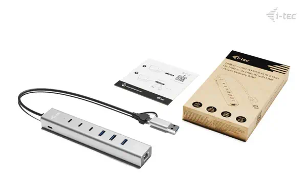 USB-C/USB-A Metal HUB 6 port (3x USB-C, 3x USB-A), LAN, Power Delivery 85W - I-Tec - Switchs et Hubs - visuel 4